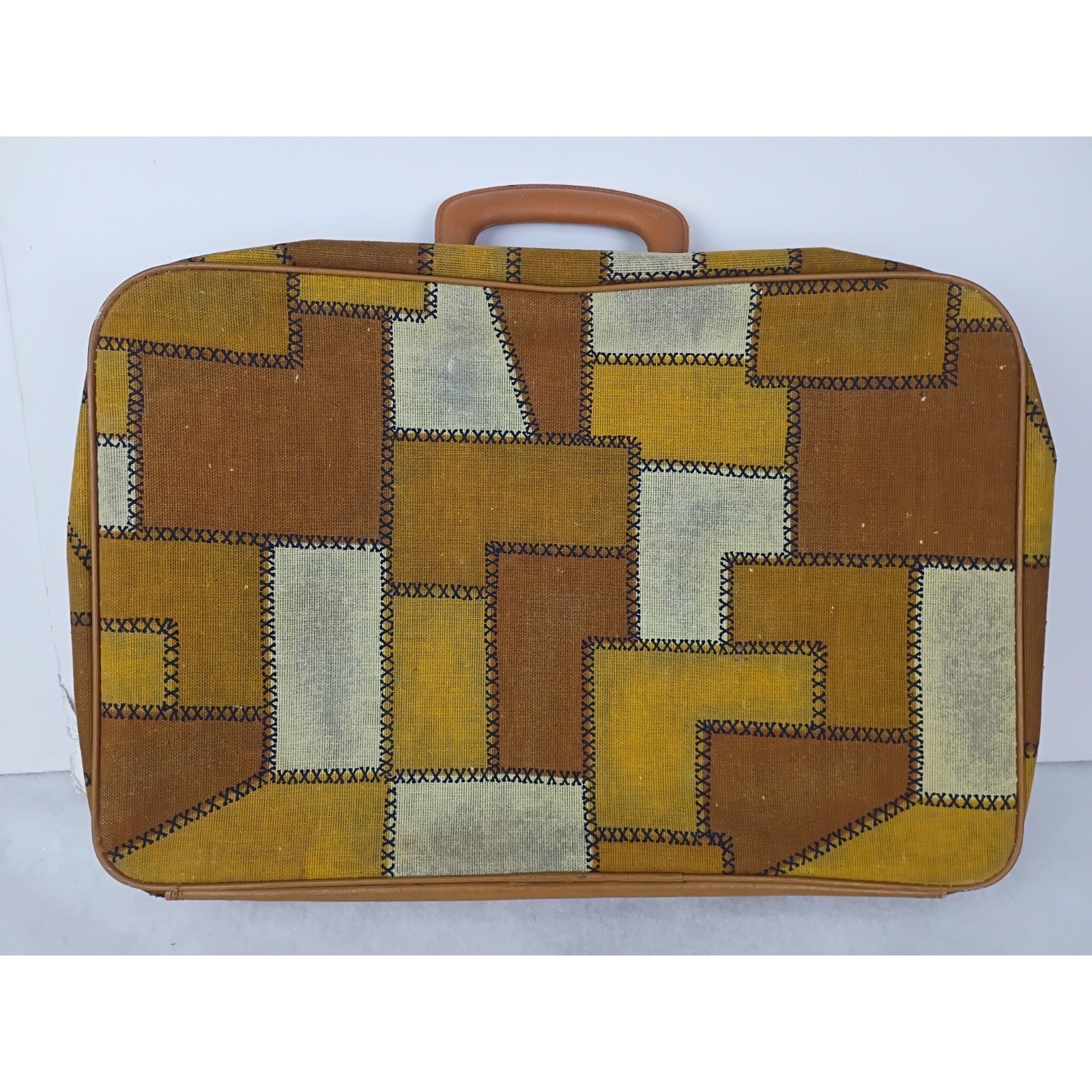 Armored Luggage Co. Vintage 70s Patchwork Suitcase Travel Storage Bag Retro