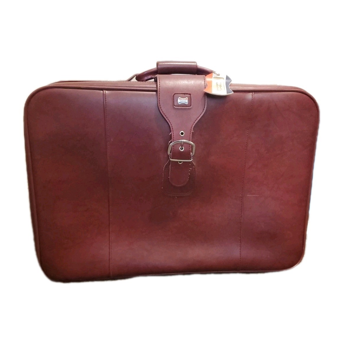 Vintage American Tourister Soft Sided Faux Leather Suitcase 24 x 17 Burgundy