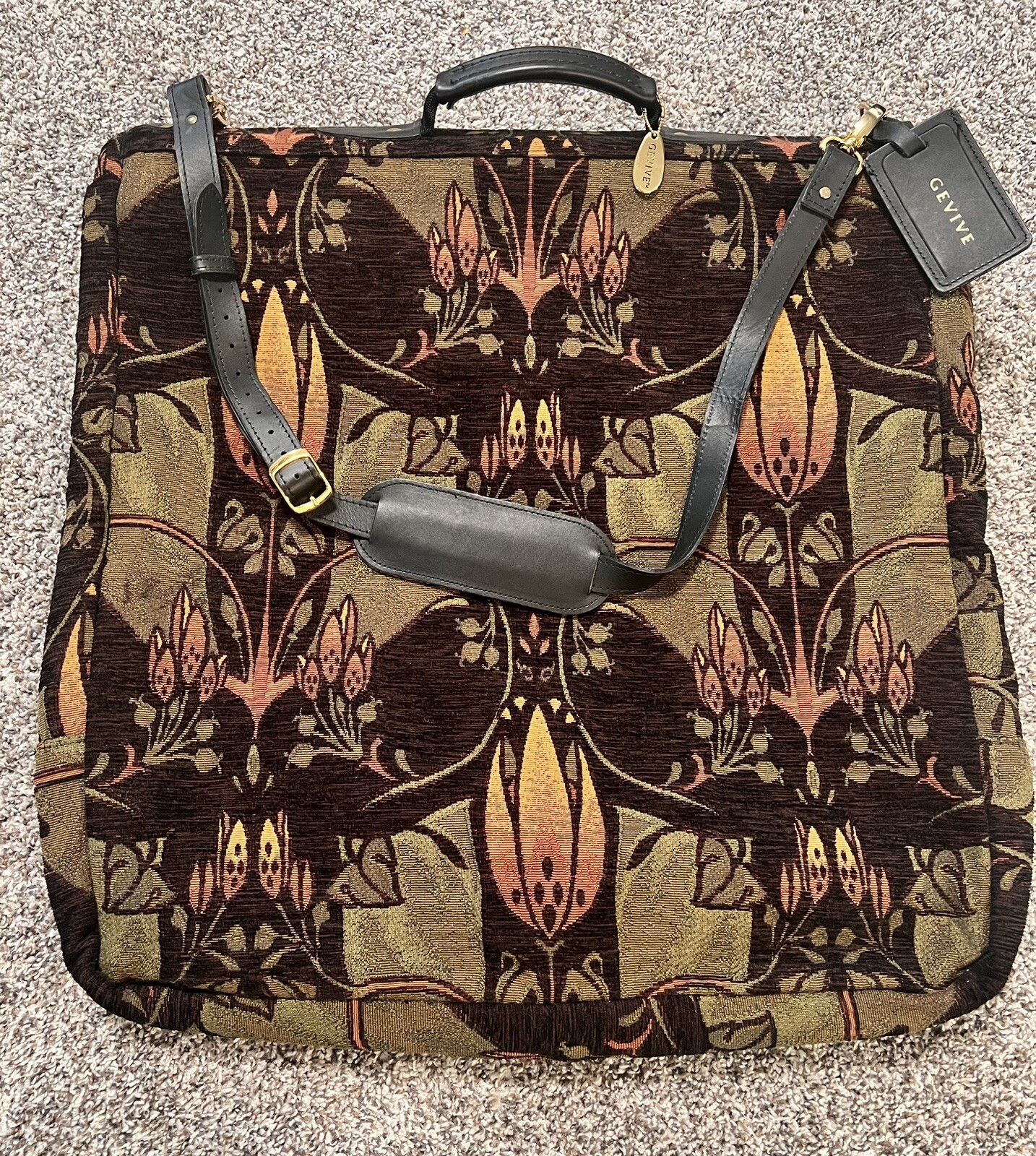Vintage Gevive By Boyt~Tapestry Garment/Suit Bag~Approx. 48″TX24″W Folded