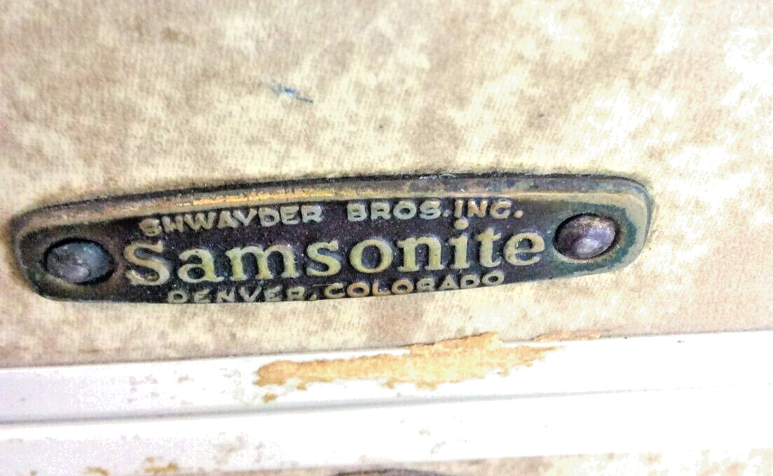 Vintage 1950 Samsonite Shwayder Brothers Marble Cream Suitcase Luggage 4521