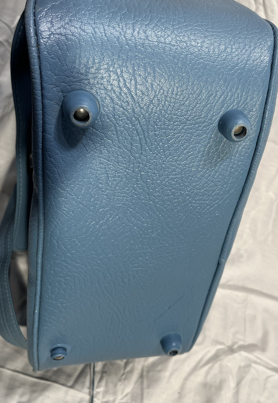 Vintage Sears Baby Blue Carry on luggage bag With Lock And Keys