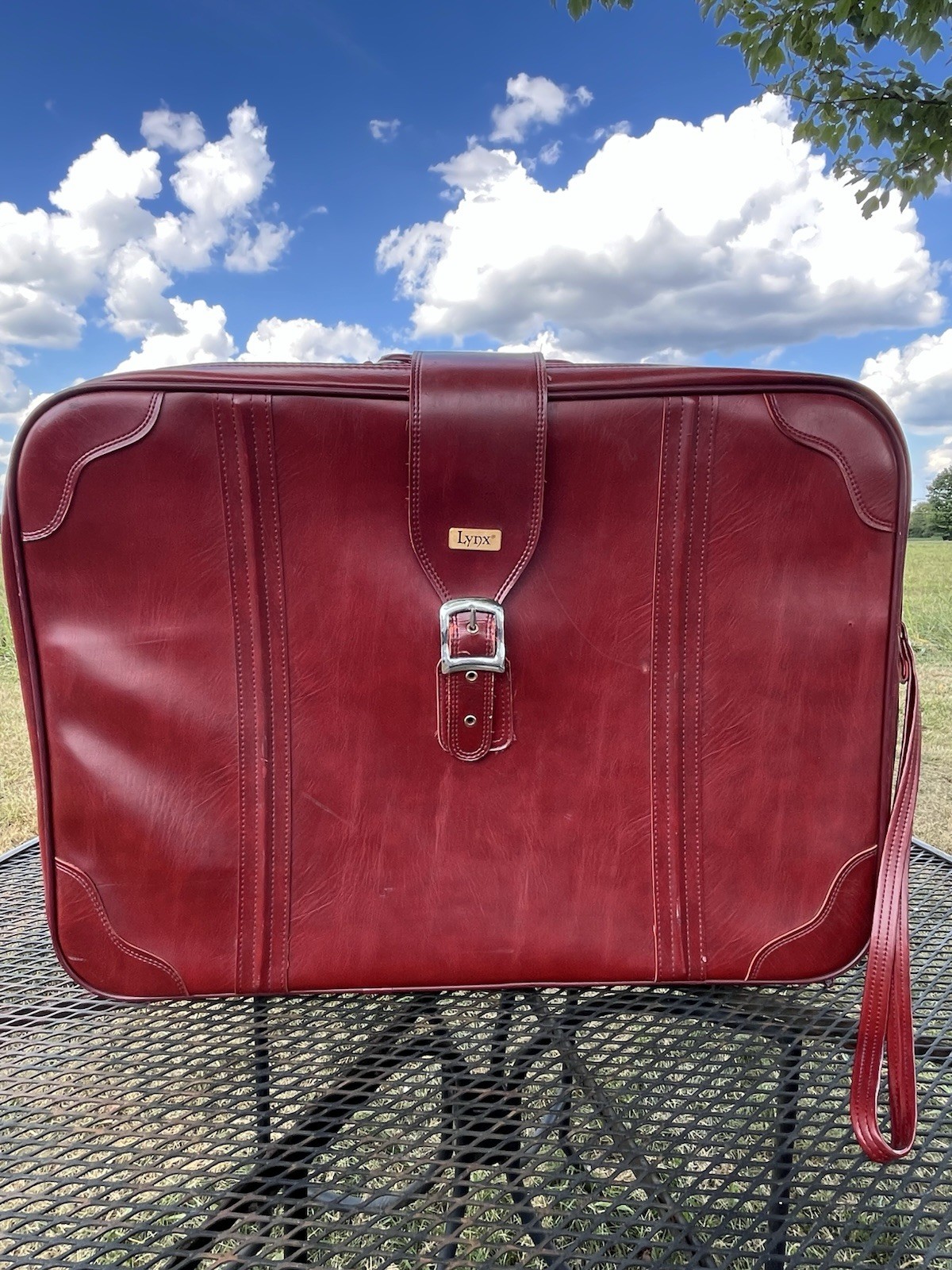 Rare LYNX VTG Genuine Leather Suitcase Briefcase Travel Luggage LARGE W/WHEELS