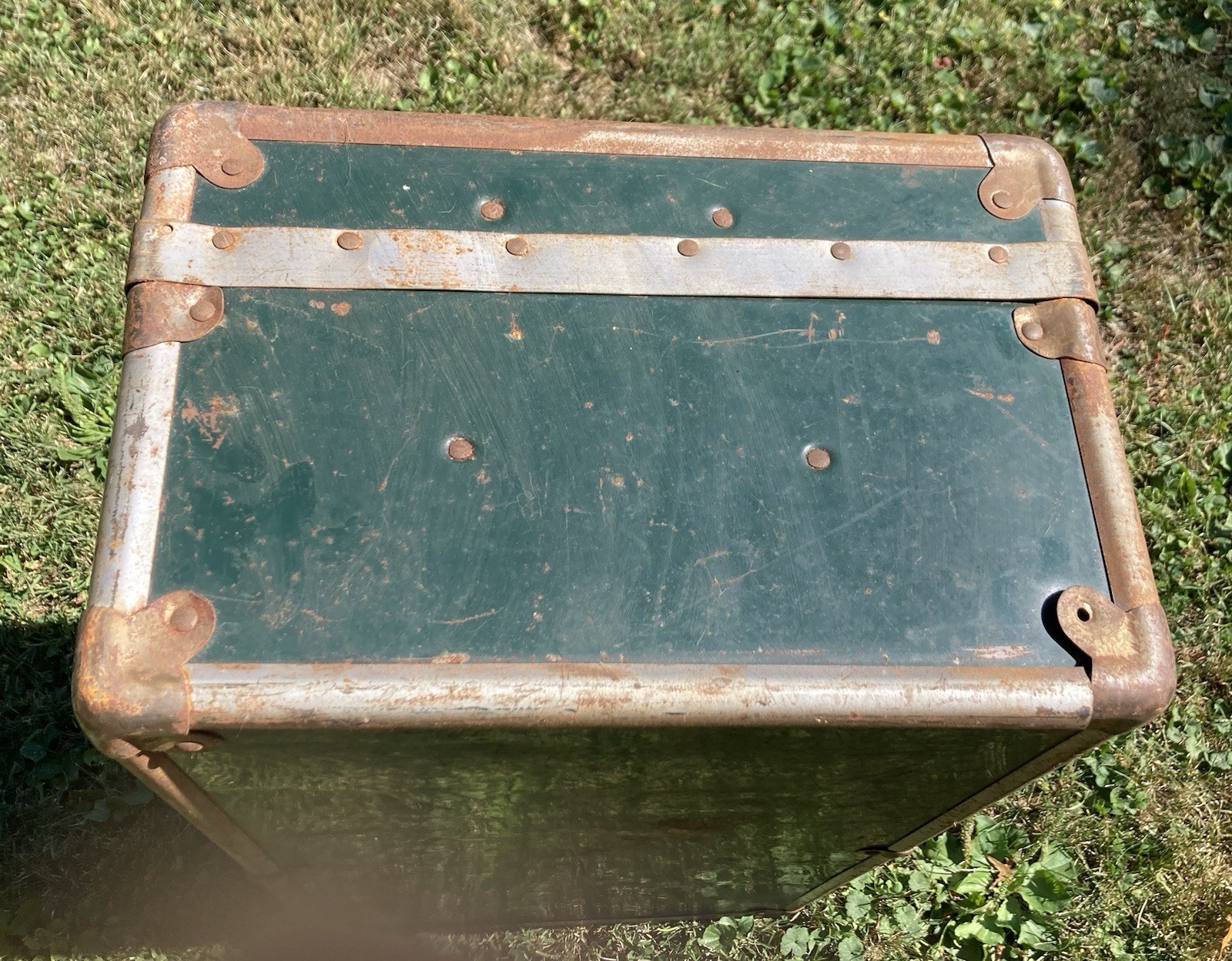 Old Green Metal Suitcase Trunk