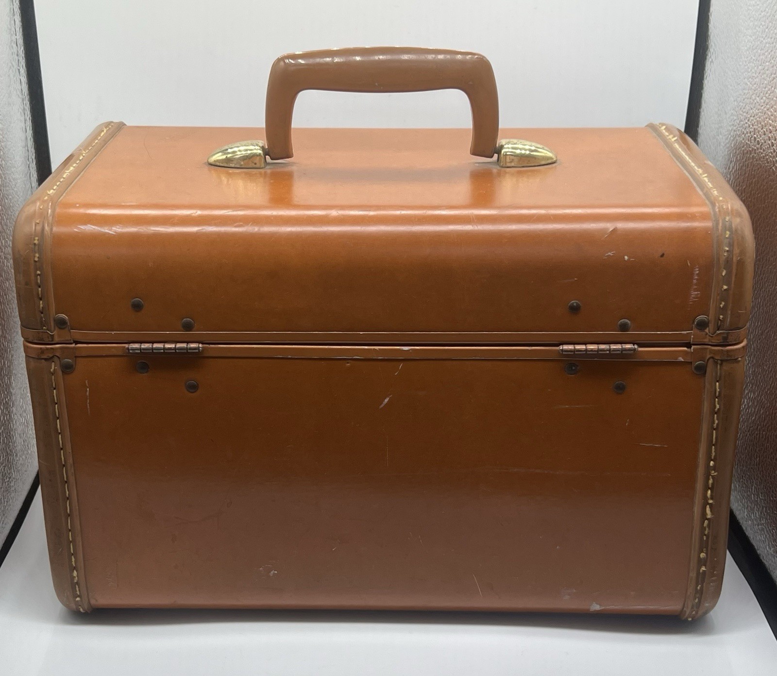 Vintage Samsonite Leather Weekender Vanity Suitcase