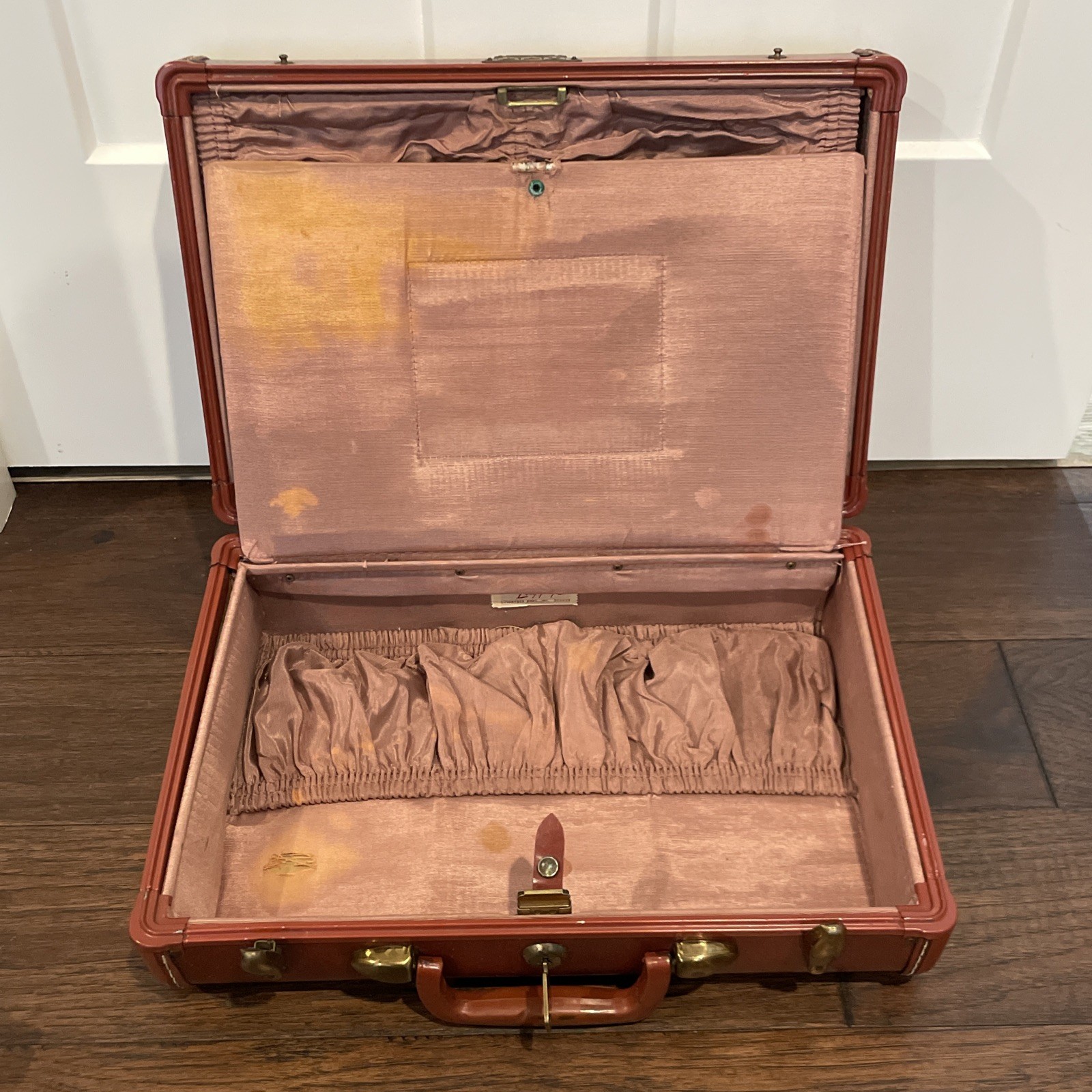 Vintage Samsonite Train Makeup Case Brown Shwayder Bros 1950s Small Suitcase