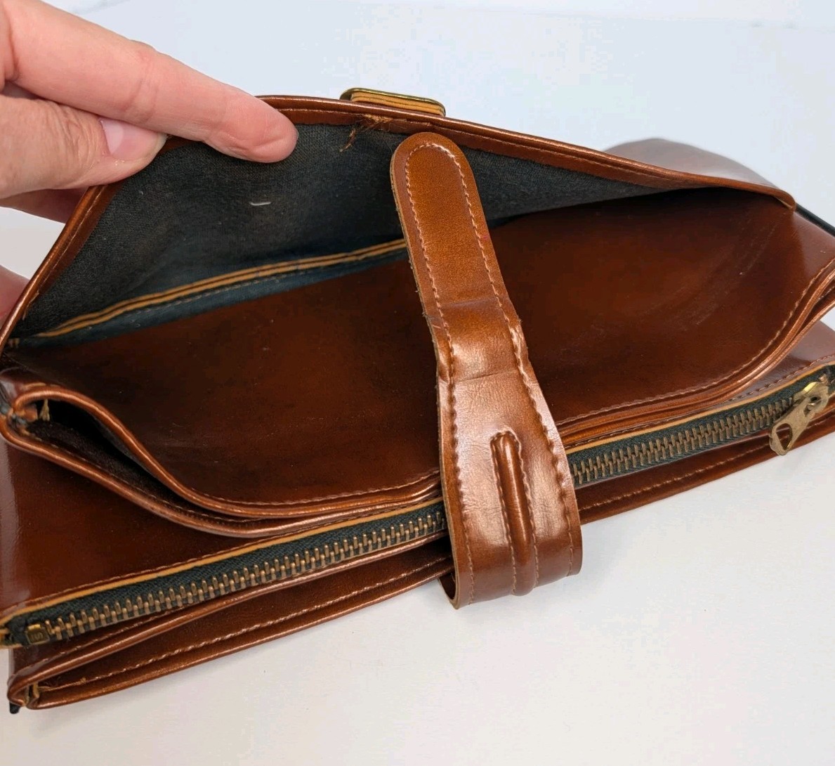 Vintage 50s Amity Brown Vinyl Tie Holder Travel Case Made In Japan