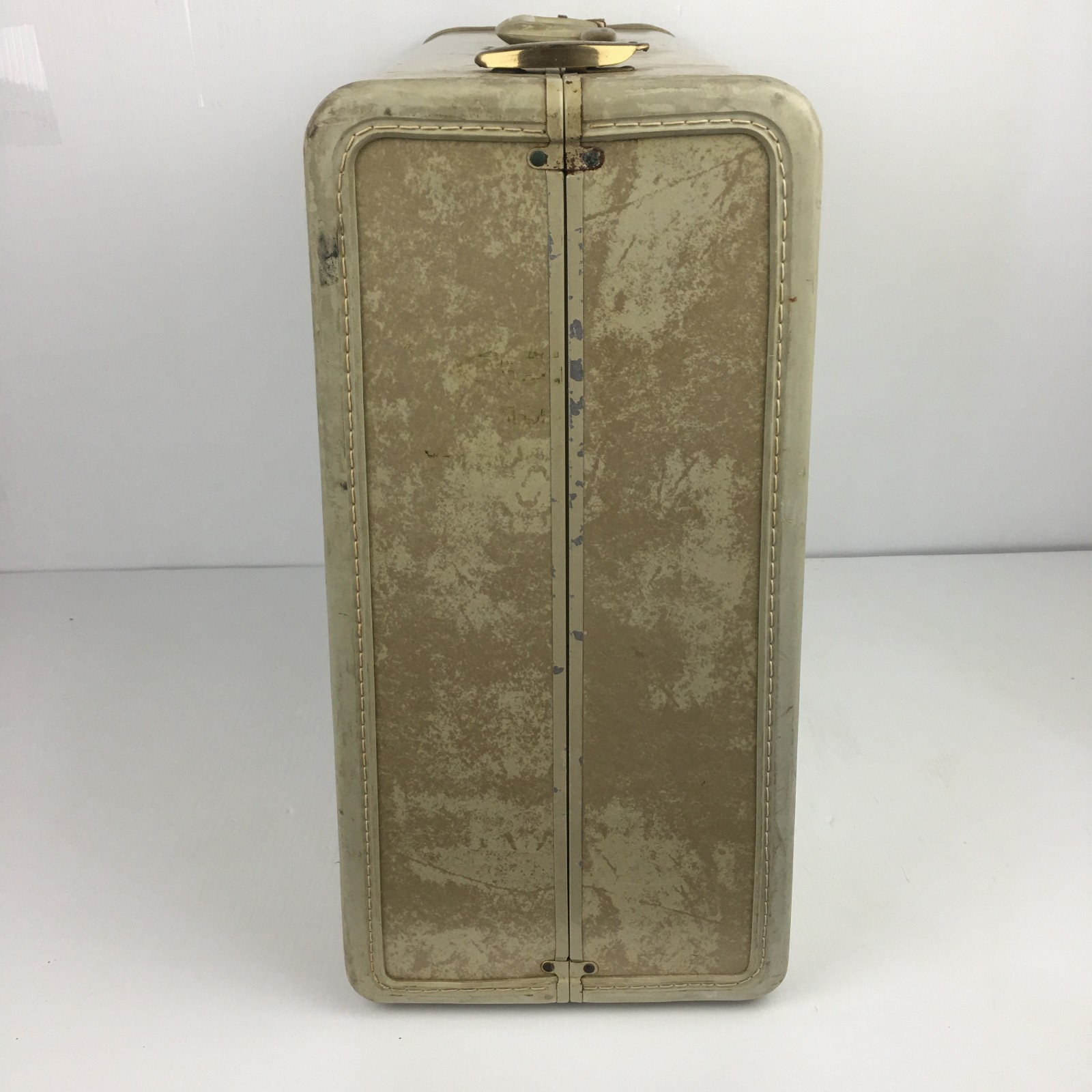 Samsonite Shwayder Streamlite Suitcase Excellent INTERIOR Marbled 21″ Vtg Cream