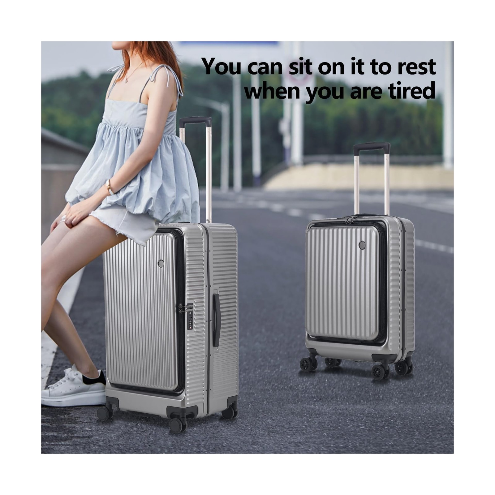 2 pieces 20/29 Aluminum Frame Carry On and Checked Luggage Set with Side Open…