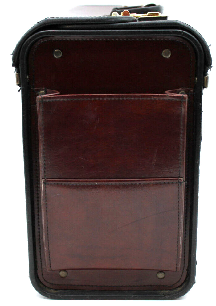 8x12x18″ Brandy Wine Red Leather Audit Attorney Bag Attache Satchel Comb Lock+++