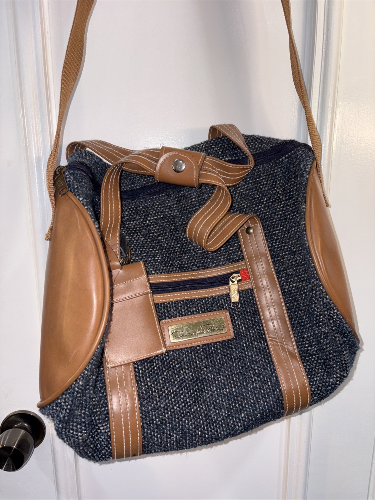 Vintage Oscar de la Renta Tweed Luggage Set Garment Bag Suitcase 2 Duffle