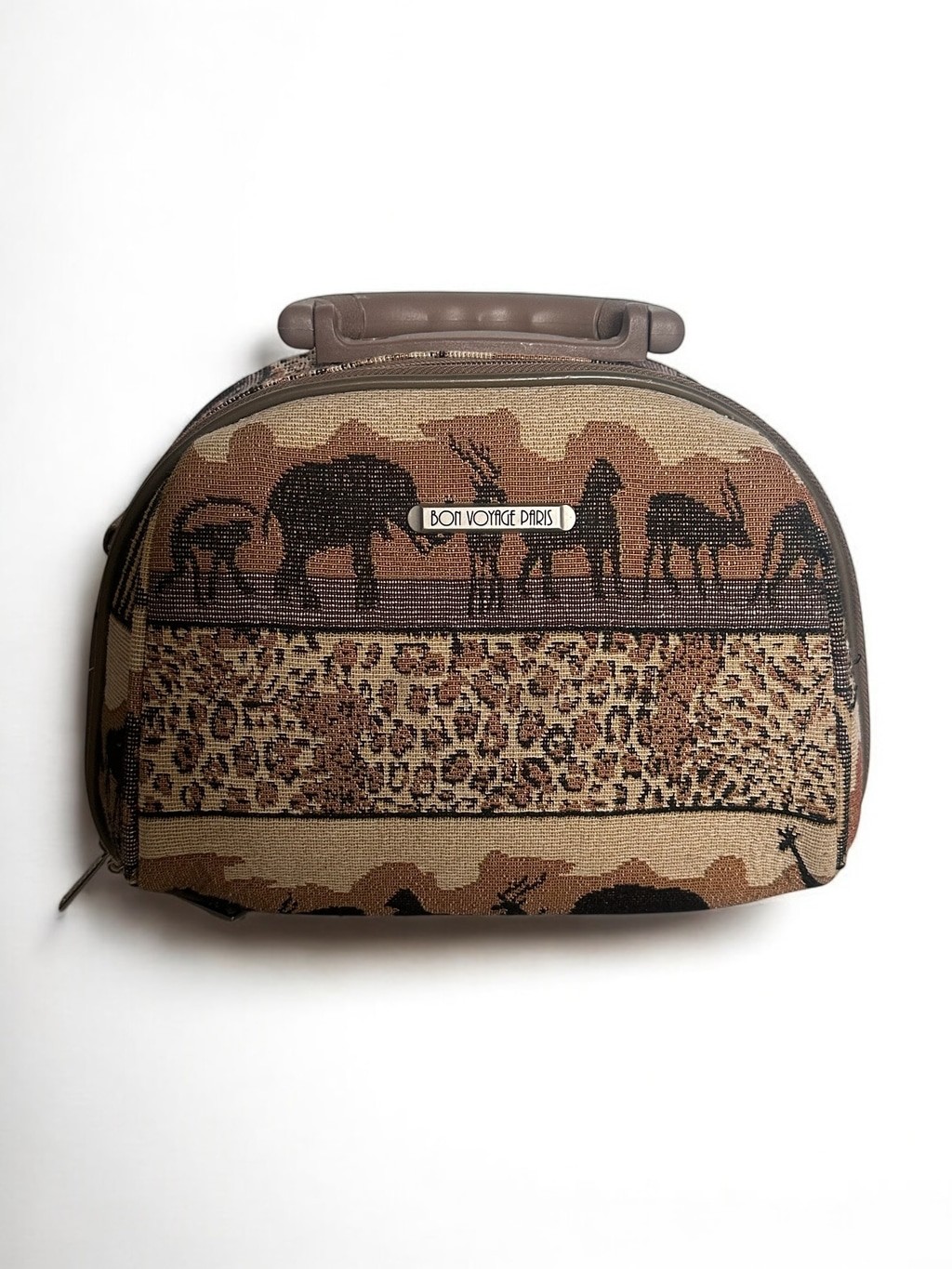 Bon Voyage Paris Safari Print Travel Vanity Case Bag Carry-On Organizer