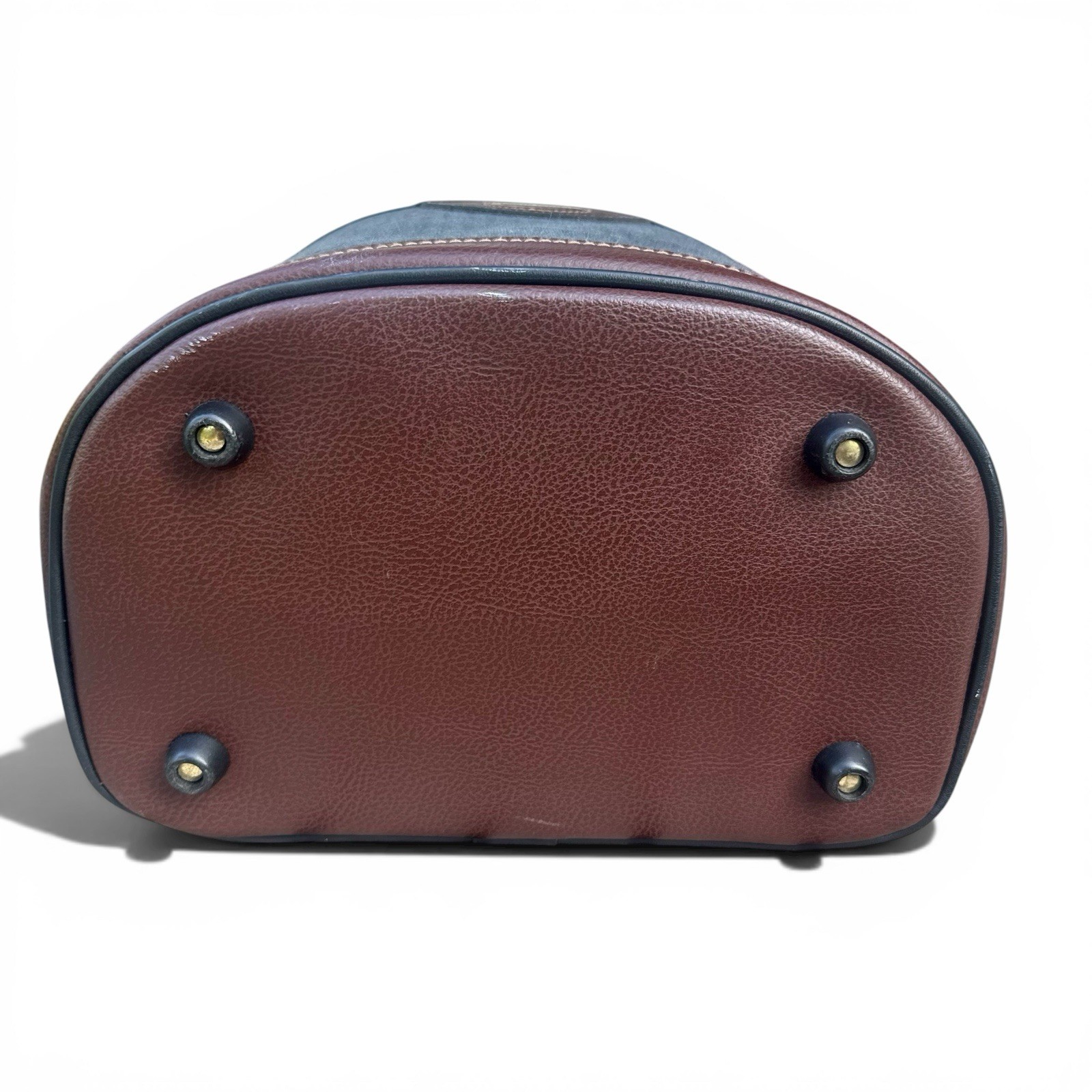 Vintage Pierre Cardin Train Case Vanity Bag Blue Stripe Travel Cosmetic Case