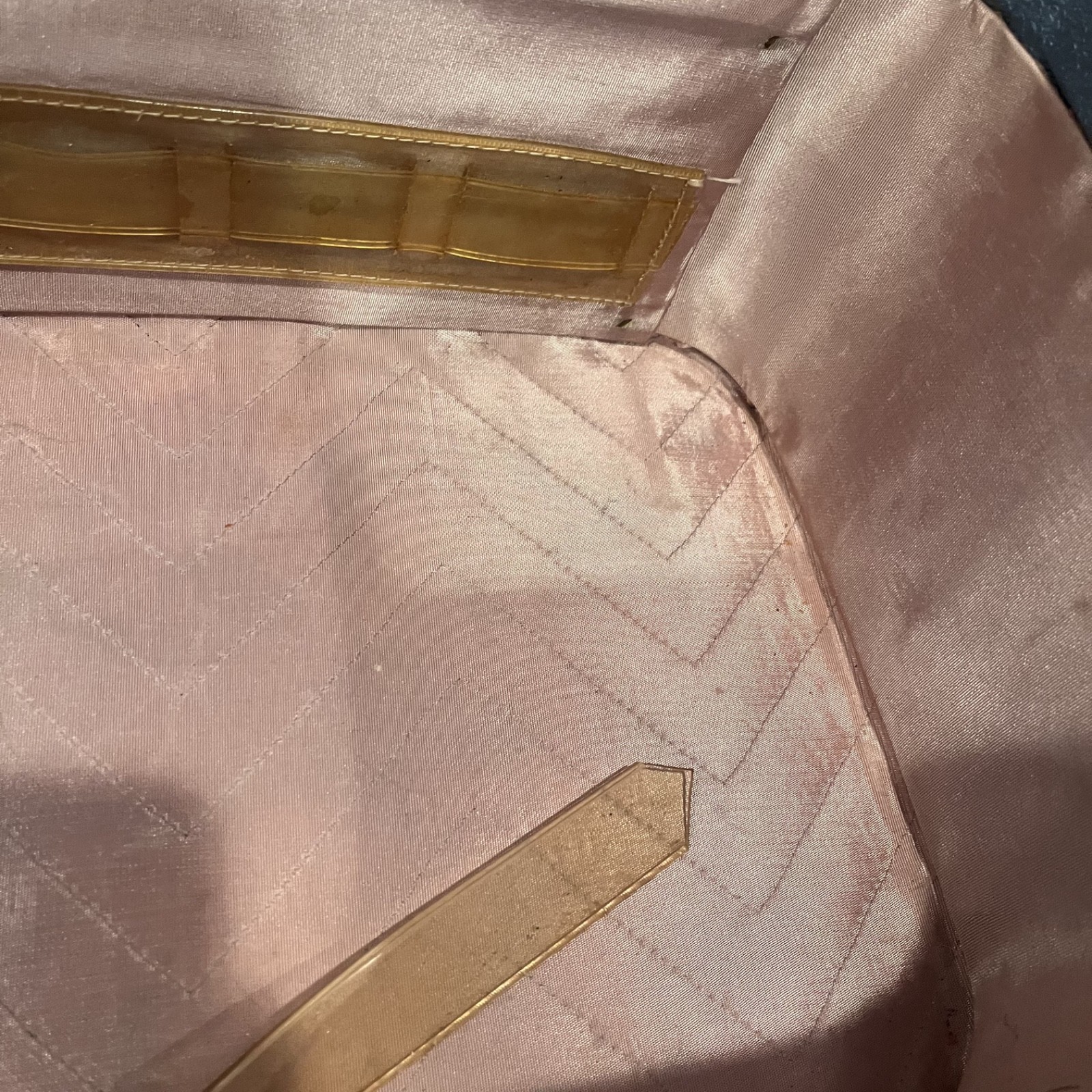 Rare First Lady 1960’s Blue Train Case Pebbled, Pink Interior Riveted No Key