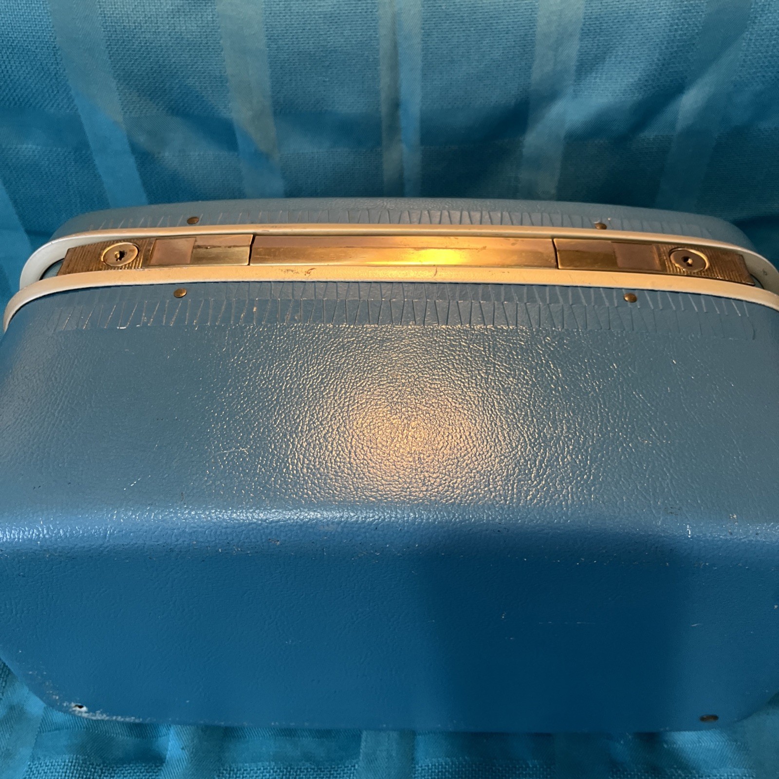 Vintage Blue Samsonite Royal Traveler Vanity Suitcase Travel Case Make- Up Box