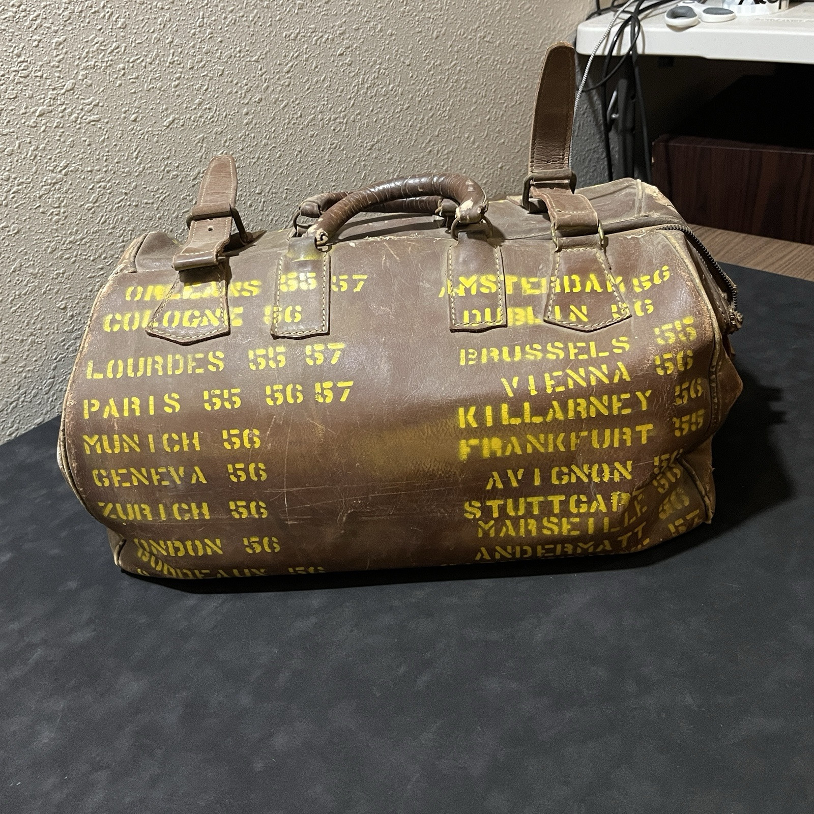 Gladstone Leather Doctor Bag Vintage 1950s Army Theater MedKit Trench Art Case