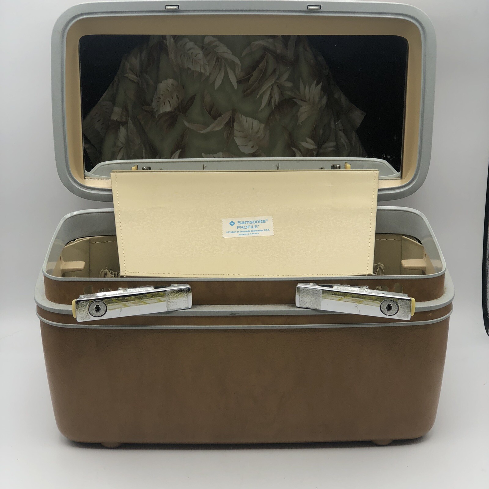 Samsonite Travel Vanity Case Brown With Mirror And Insert Divided Tray