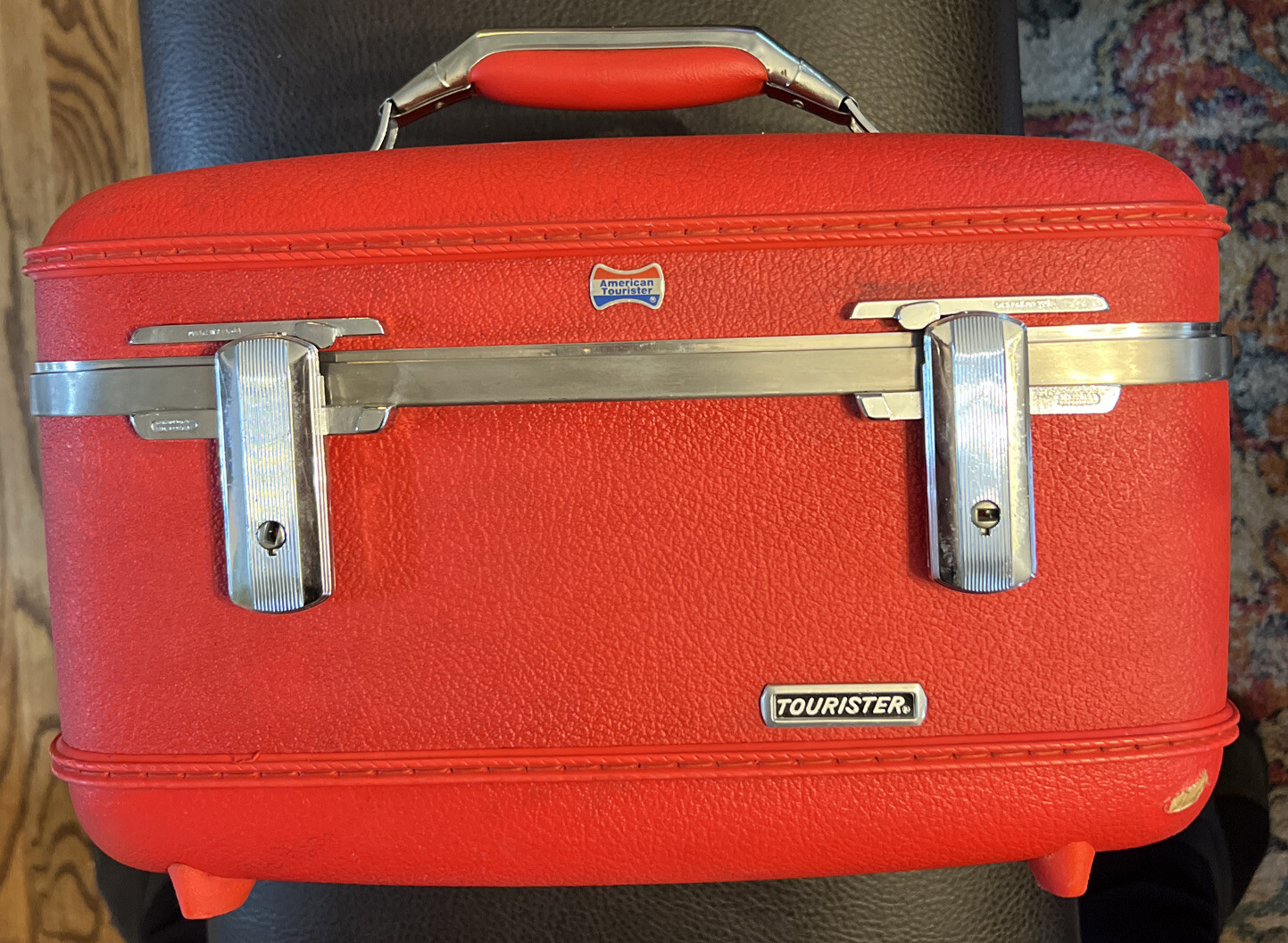Beautiful RED Vintage American Tourister Train Luggage Carrier