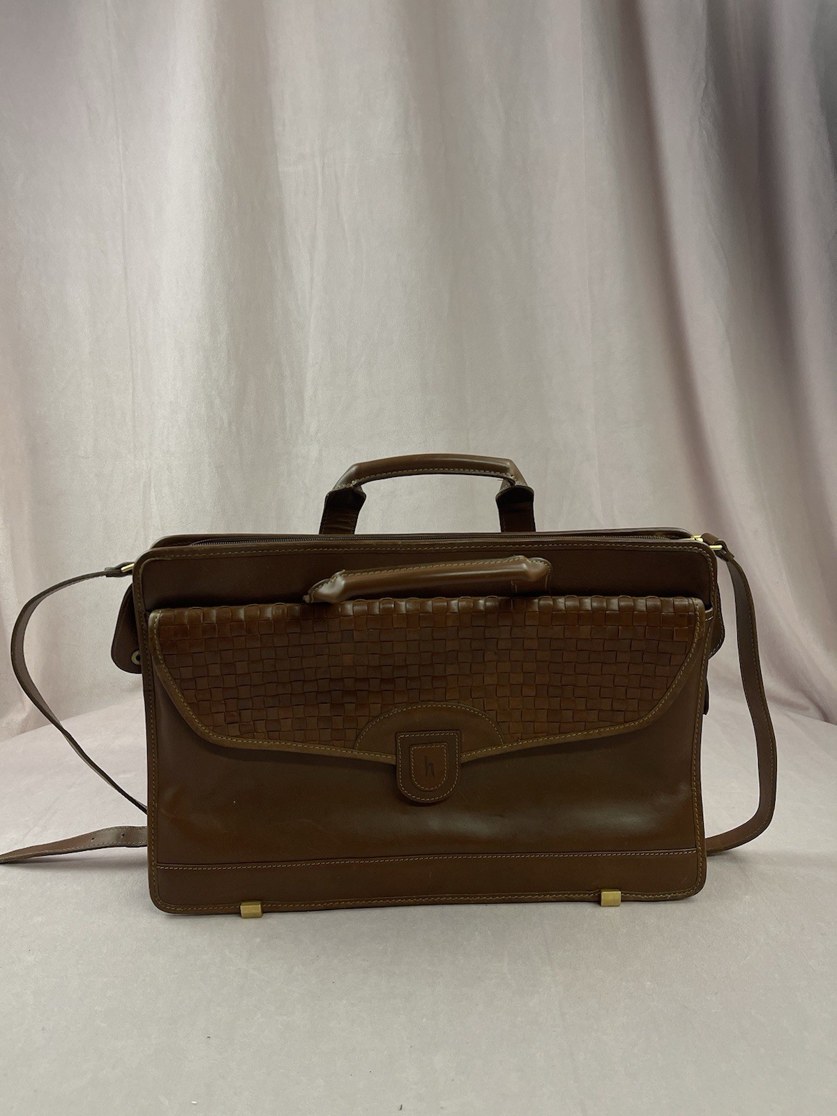 VTG Hartmann Luggage Leather Weaved Front Attaché Case