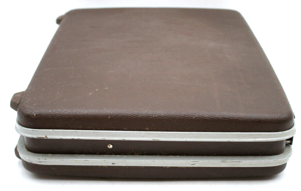 Classic Vintage Briefcase Hard Shell Case Brown Vinyl w/ Interior Folders Retro+