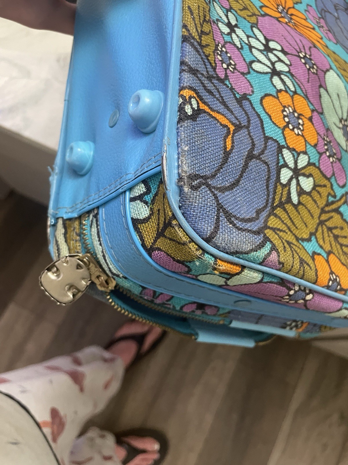 VTG Floral Suitcase 60’s 70’s Flower Travel Bag Case Retro Paisley Made in Japan