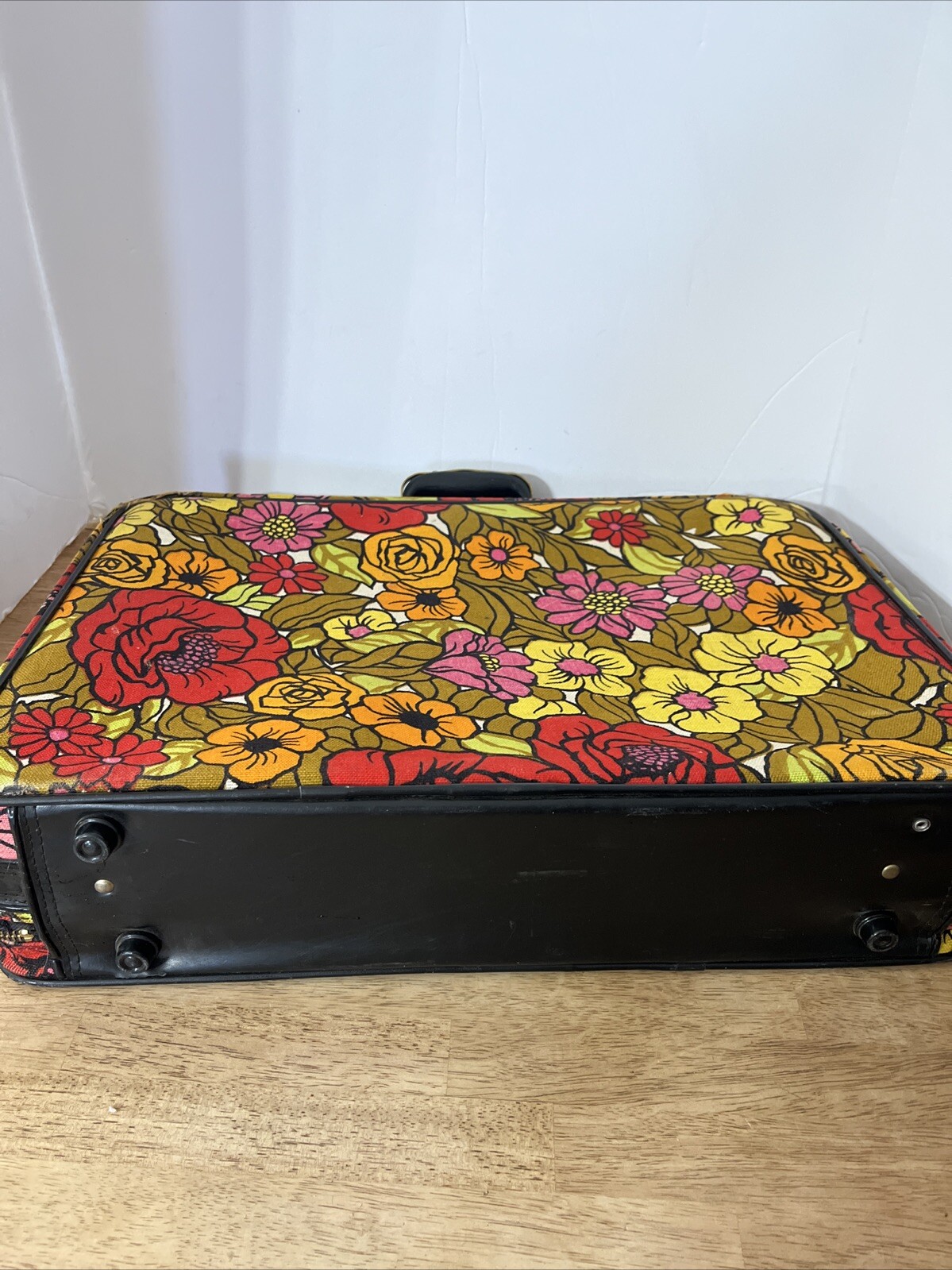 Vtg 1960’s 1970’s Flower Power Floral Suitcase Travel Bag Luggage Briefcase Mod