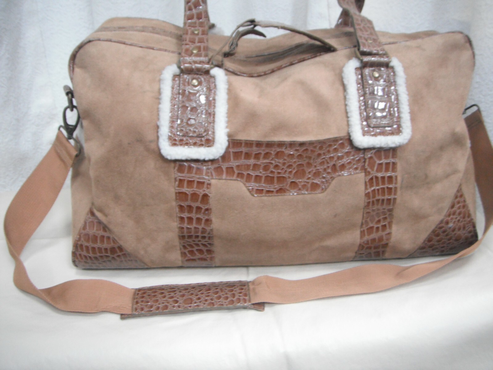 Vintage Victorias Secret Faux Suede & shearling Weekender/Travel bag