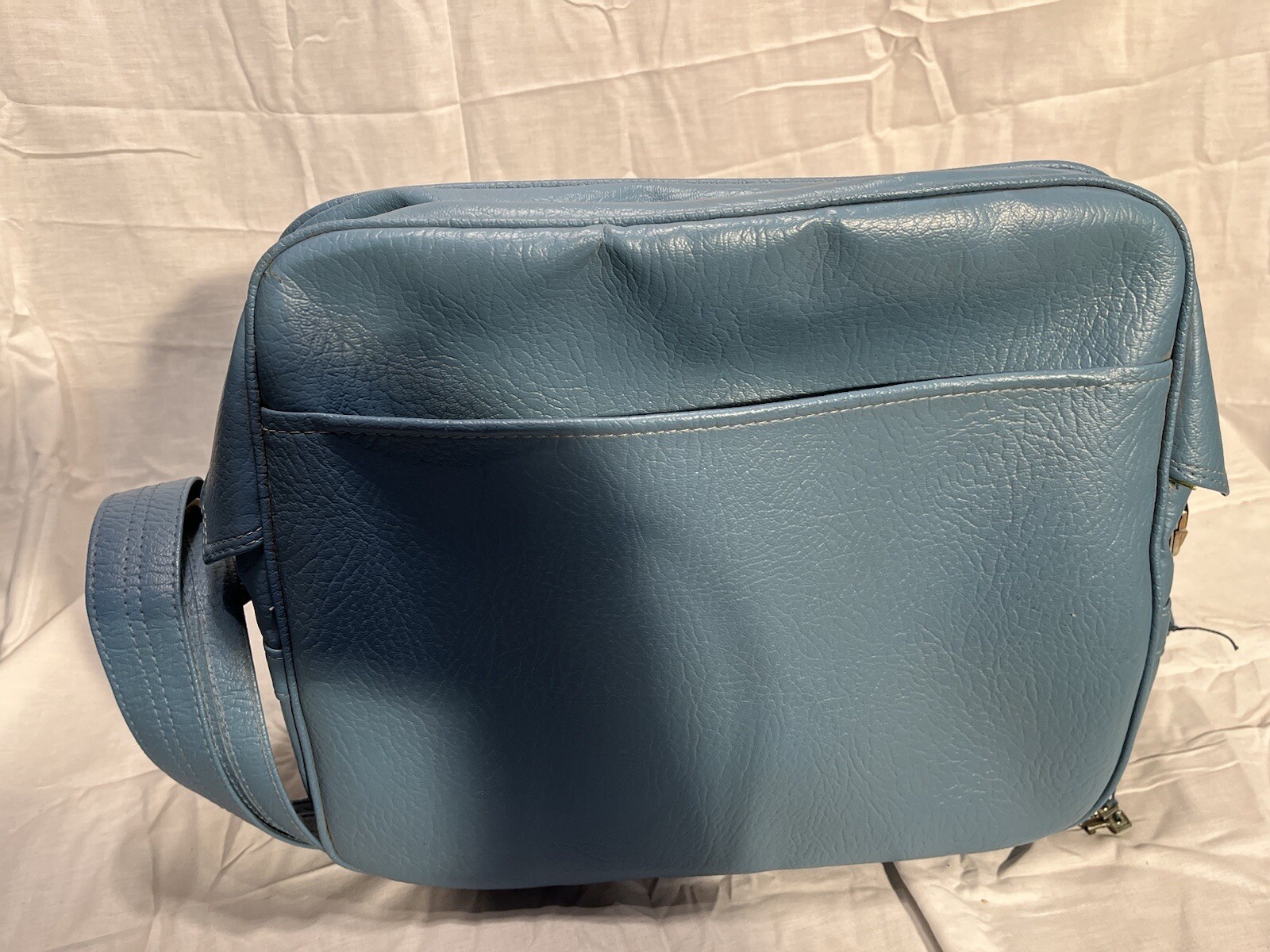 Vintage Sears Baby Blue Carry on luggage bag With Lock And Keys