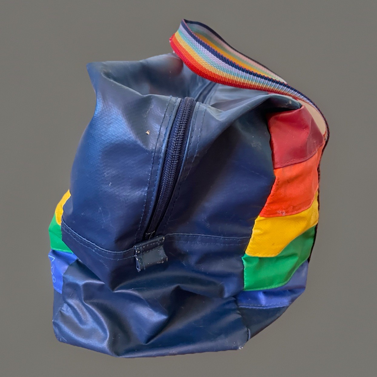 Vintage 80s Vinyl Rainbow Tote Duffle Bag Pride Retro Surf 18”x10” Carry On