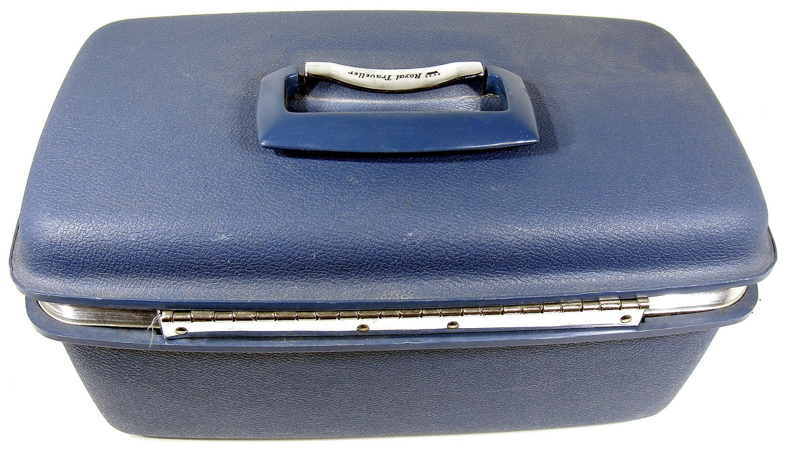 Vintage Royal Traveller Aurora Train Make Up Case With Tray & Mirror No Key Blue