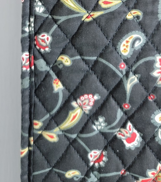 80s VTG Quilted Black Red Paisley Garment Bag Shoe Pocket Americana by Sharif