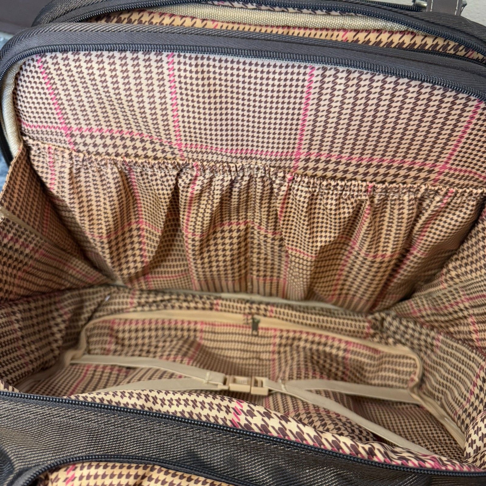 Ralph Lauren Chaps Brown Rolling Suitcase/Briefcase/Carry-On/Overnight