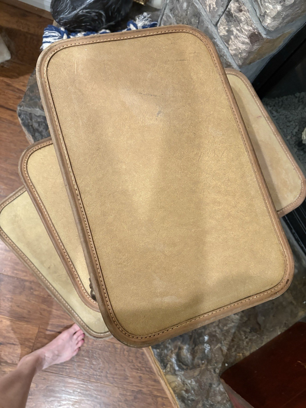 Rare Set Of 3 Matching VTG Sears JC HIGGINS LUGGAGE SET 40s 50s Tan Home Decor