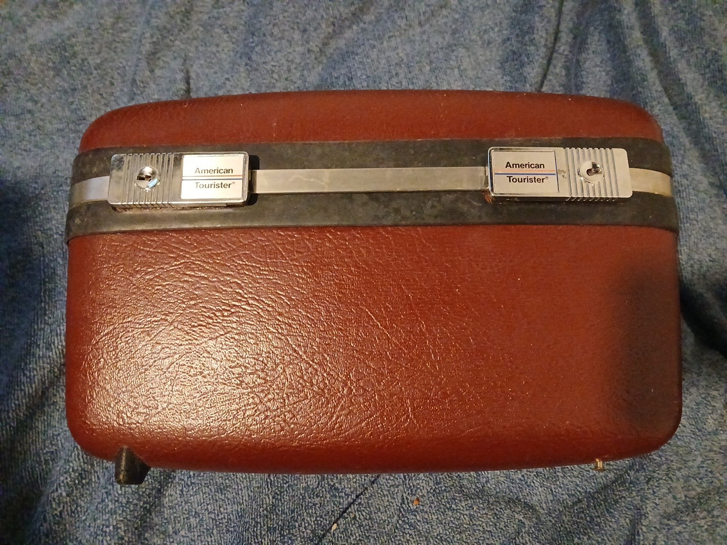 Vintage Vanity Case Train Case American Tourister Luggage Burgundy Mirror & Tray
