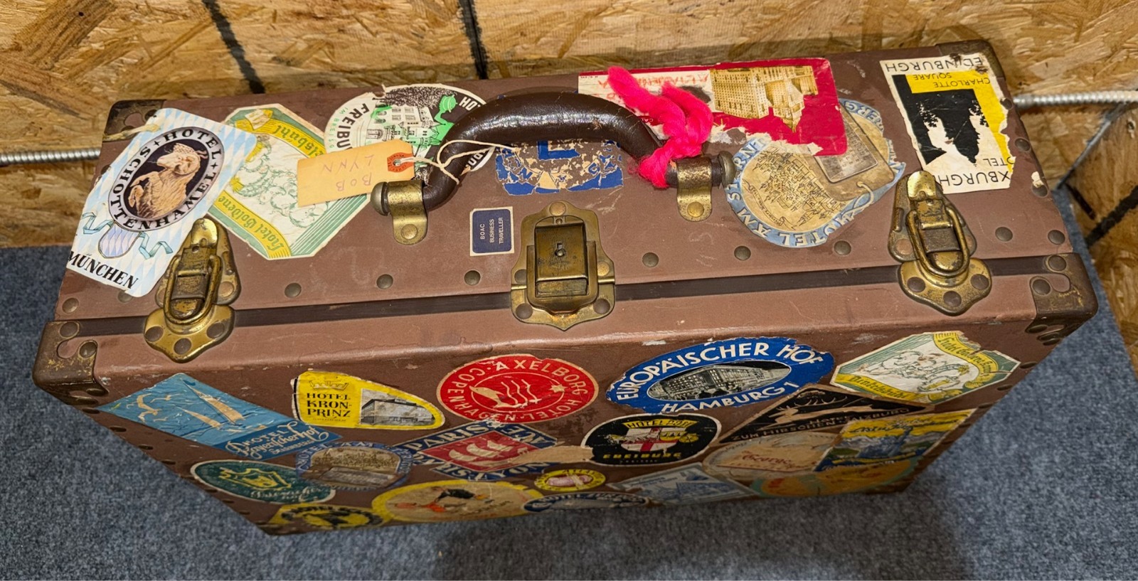 Antique Vintage Davis Sample Case Pair with Traveling Stickers