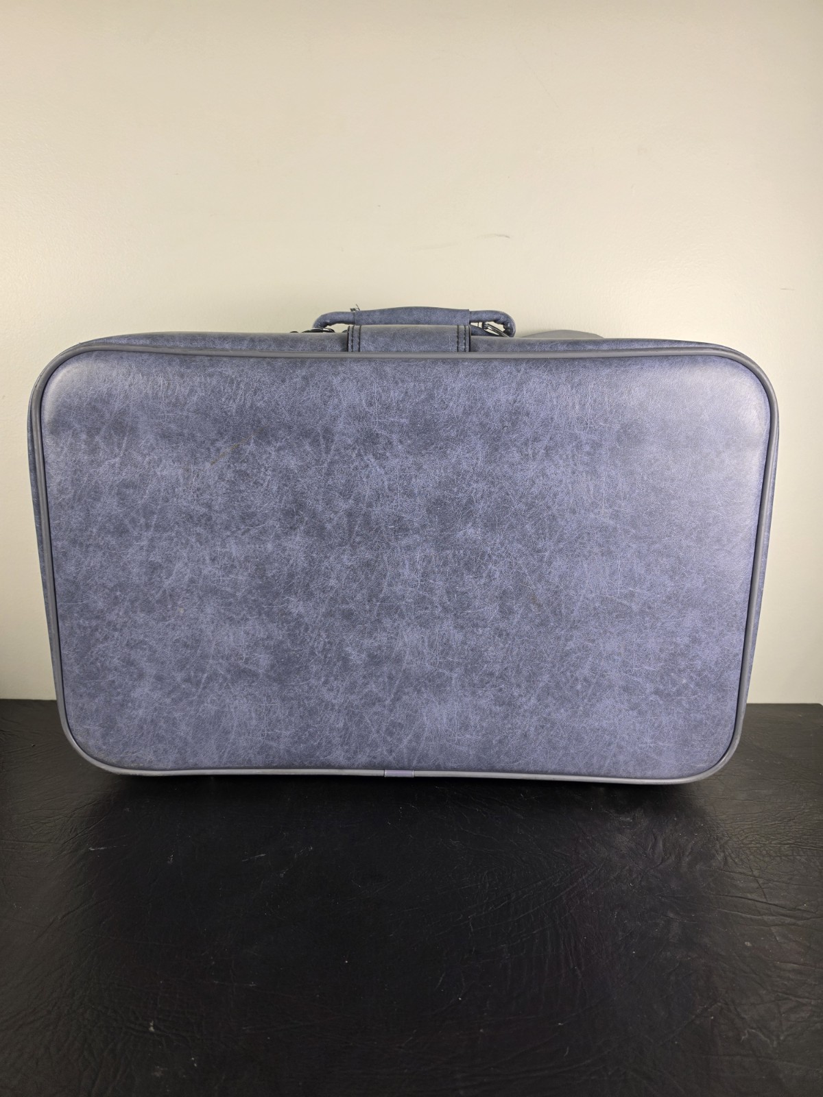 Vintage Baby Blue Buckled Suitcase With Lock And Key