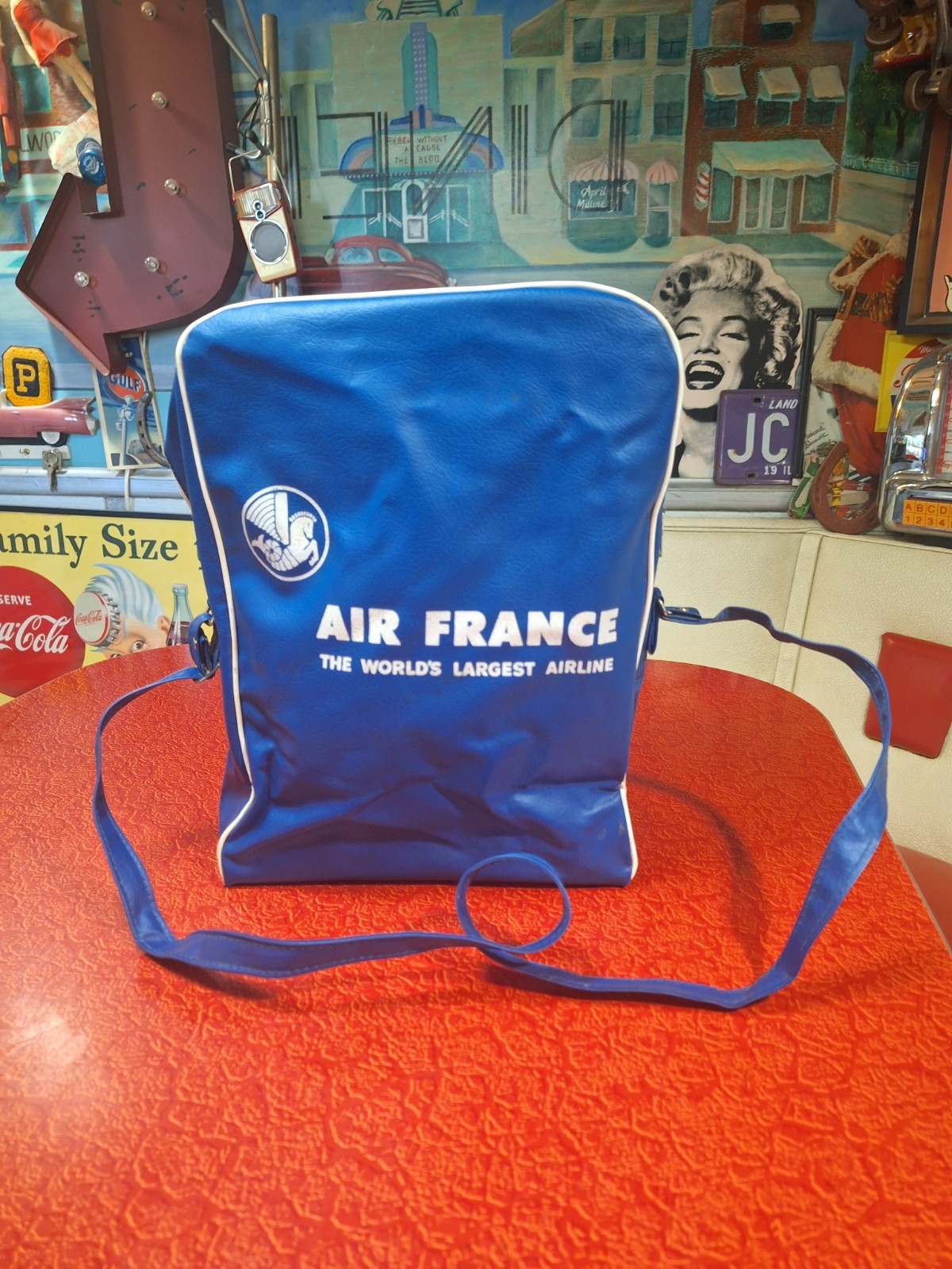 VTG Mid-century 1960s 1970s Air France Airline Flight Bag Suitcase Overnighter