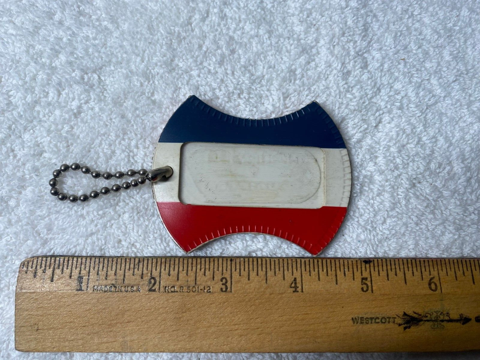AMERICAN TOURISTER BAGGAGE TAG RED WHITE AND BLUE VINTAGE