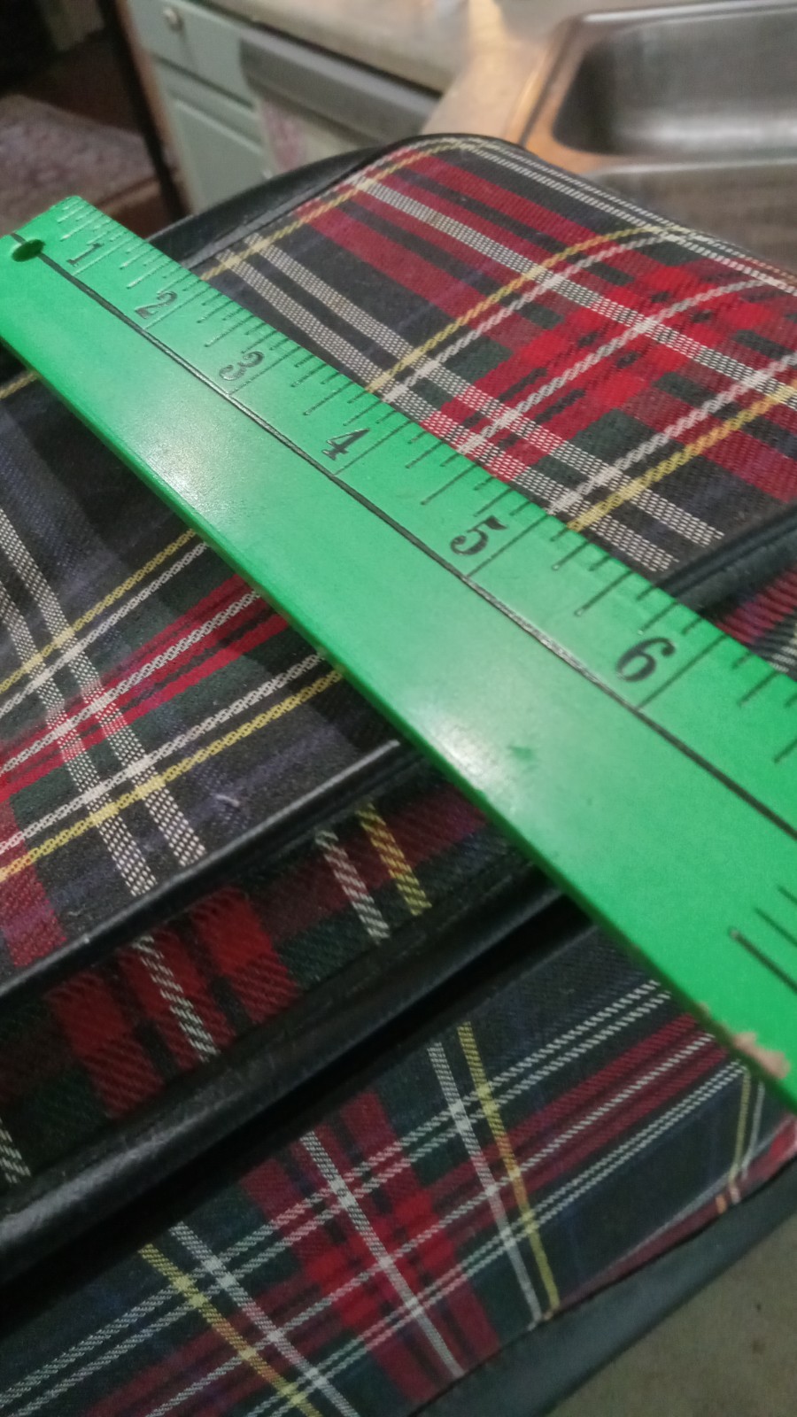 Vintage Red Black Tartan Plaid Softside Canvas Fabric Luggage Suitcase 21×13