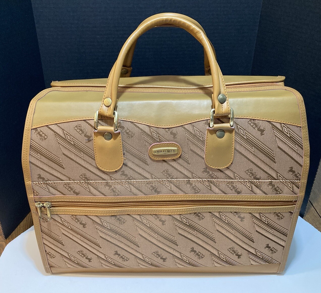 Vintage Boston Bag Travel Suitcase CHALLENGER Leather Unsure Of Maker