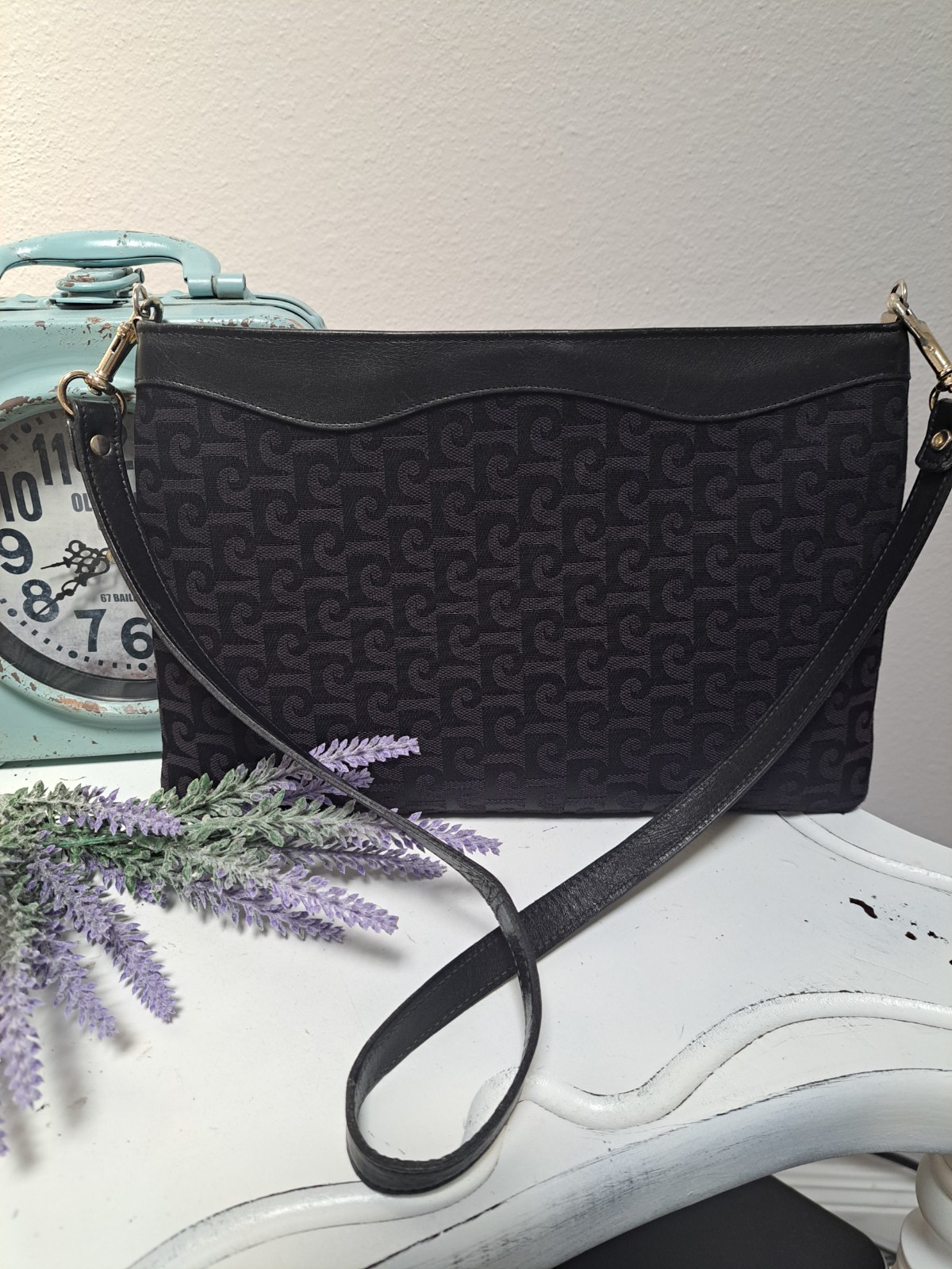 Vintage Pierre Cardin All Over Printed Logos Carry On Style Shoulder Bag/Purse