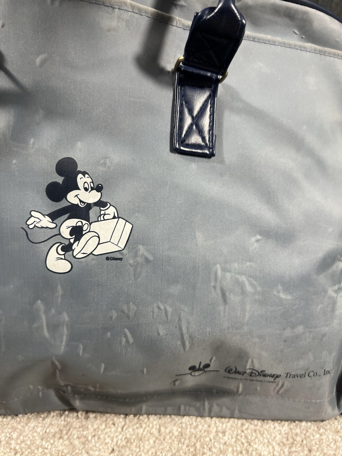 Vintage 1982 Walt Disney Travel Co •MICKEY Mouse Travel Bag Gray With Some Flaw
