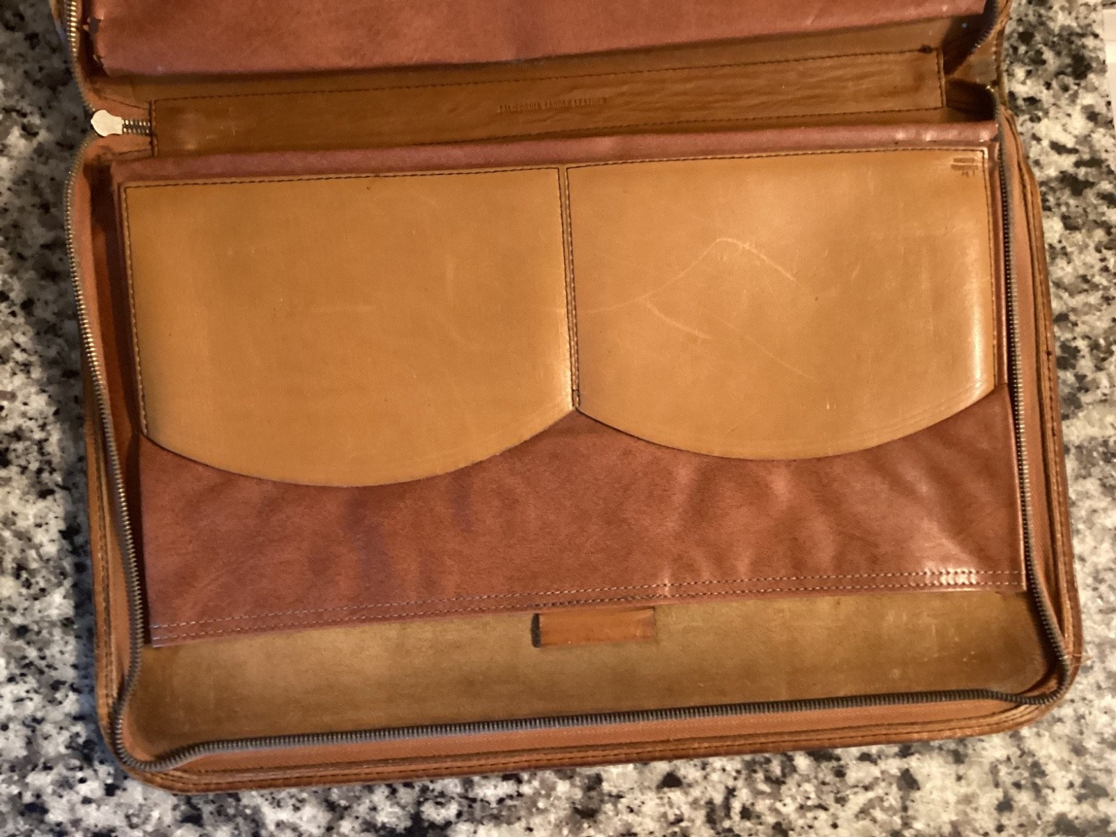 SCHLESINGER BROS Leather Brief Case Tan Attorney LEATHER PORTFOLIO VINTAGE 17×12