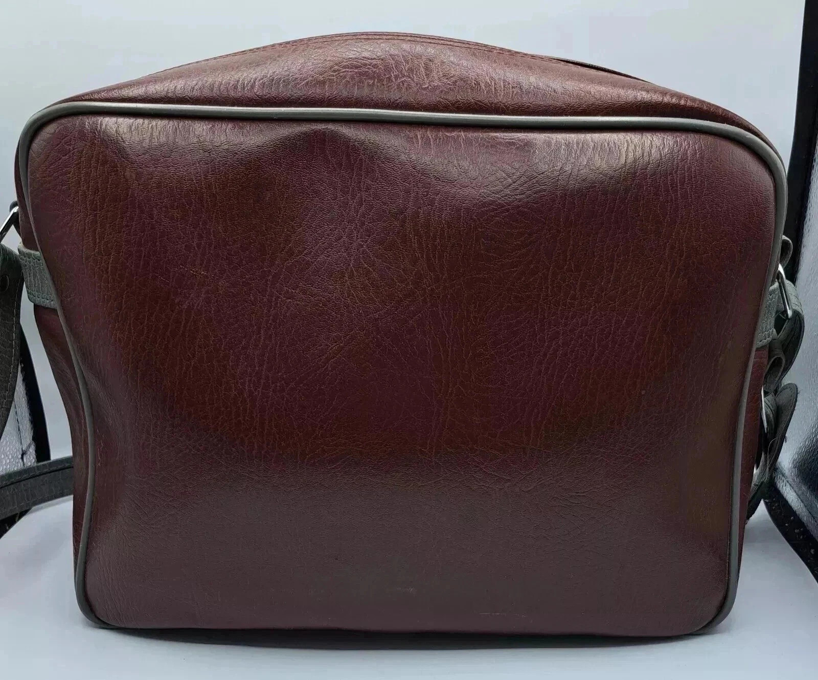 Vintage Red Leather Carry On Bag W/ Shoulder Strap and Pockets
