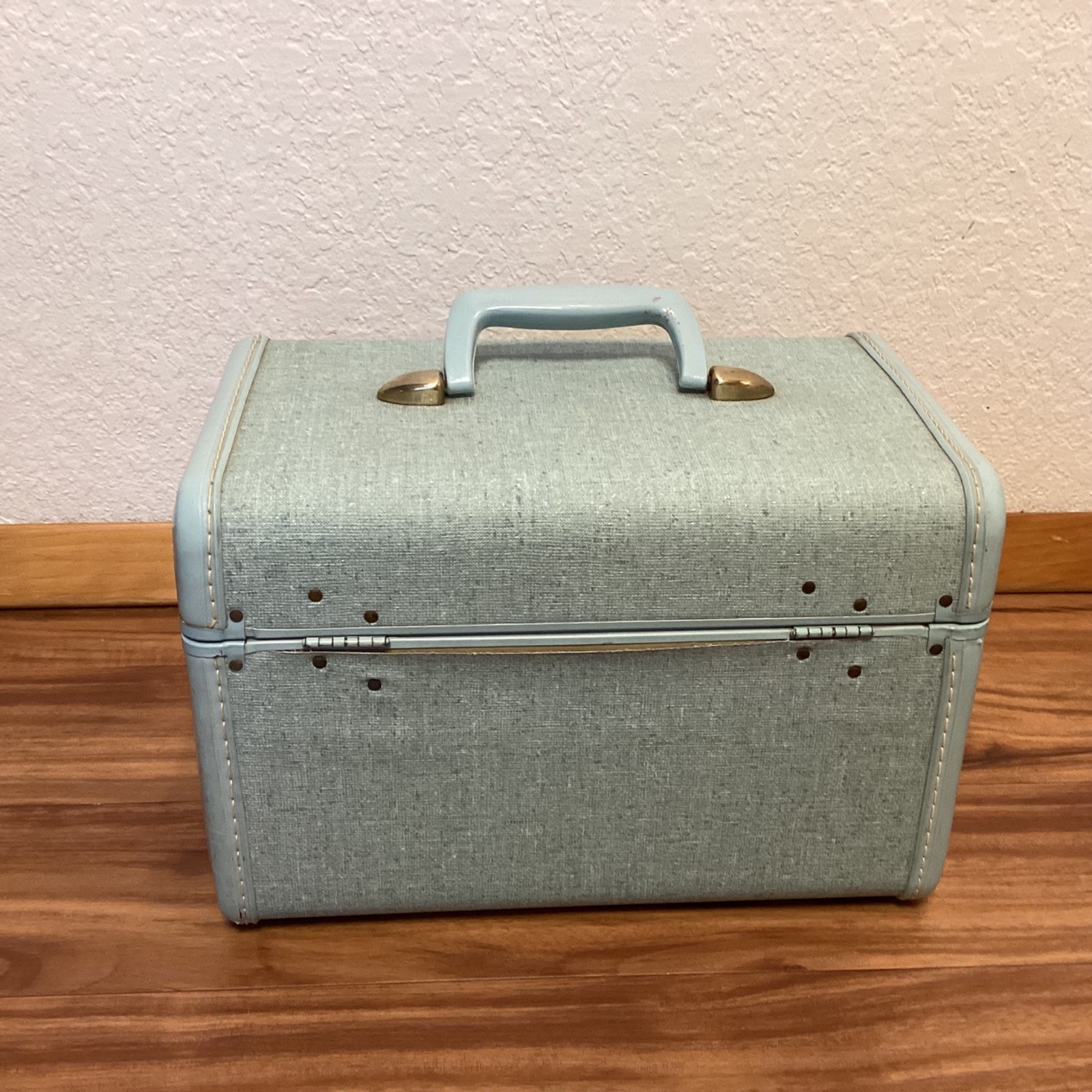Vintage 1950s Samsonite Streamlite Blue Tweed Luggage 3 Piece Suitcase Set Keys