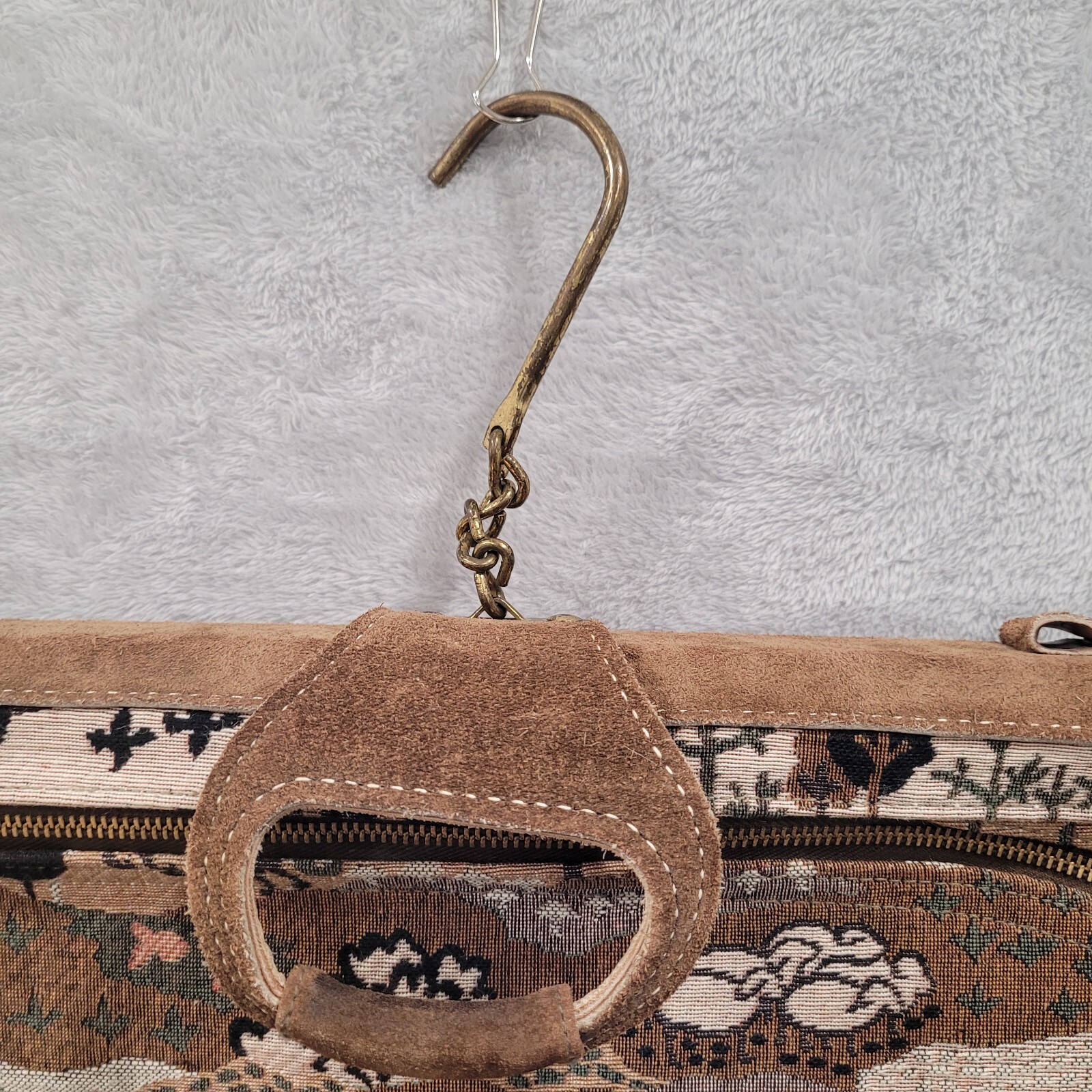 Vintage Garment Bag Embroidered Tapestry Woodsland Animals Scenes