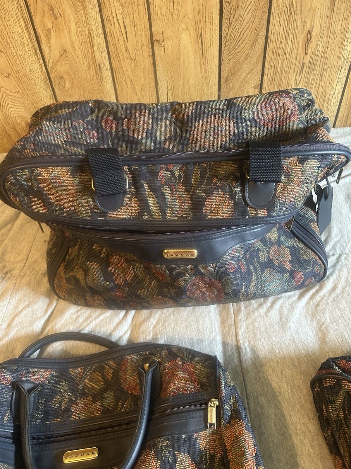Jaguar Vintage 3 Piece Floral Tapestry Luggage Set Excellent Used Condition USA