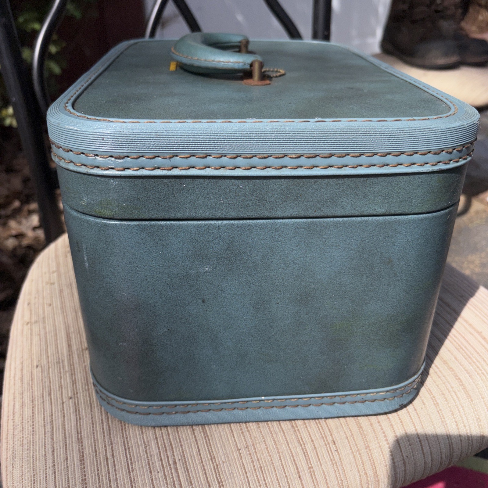 Antique Teal Locked With No Keys Travel Train Case Perdue University Boilermaker