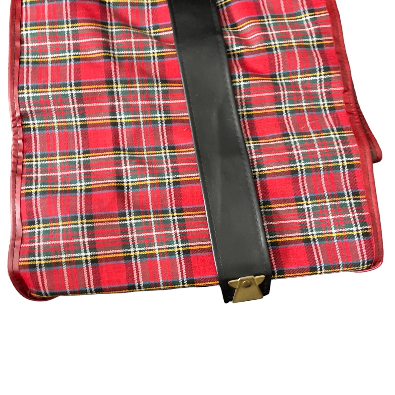 Incredible Vintage Cheney Made In Britain Tartan Wheeled Roll Up Bag 22x12x7
