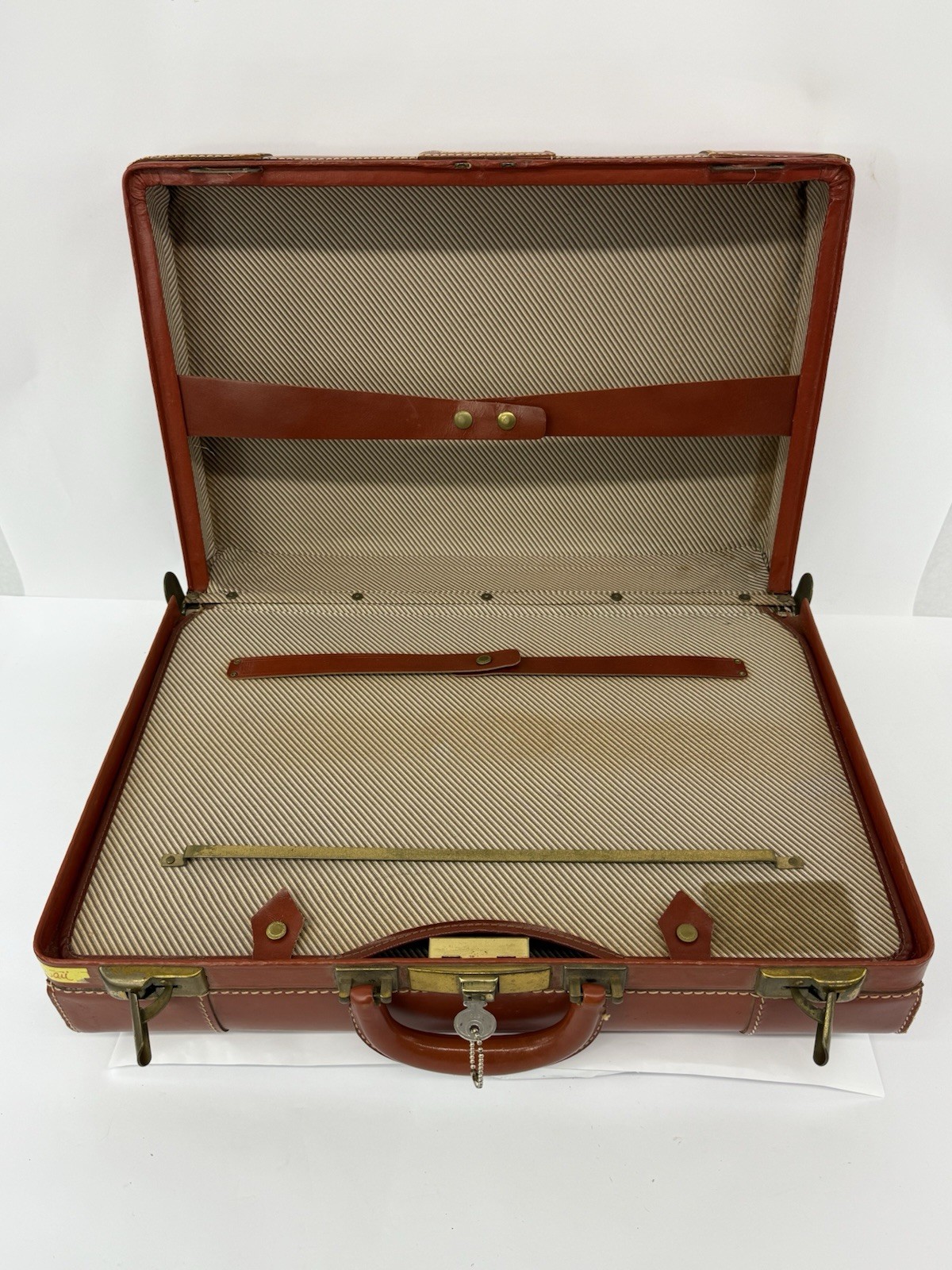Vintage Luggage Genuine Top Grain Cowhide Brown Leather 21x14x7 Suitcase Travel