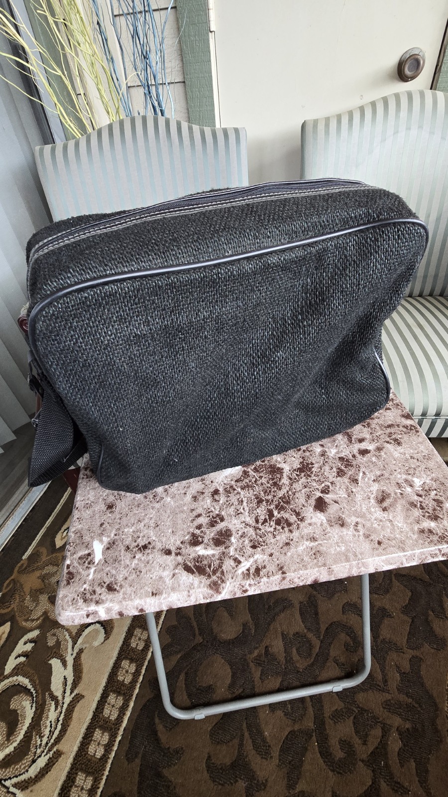 VINTAGE PIERRE CARDIN Black Tweed Travel Overnight Carry On Weekend Bag Mint